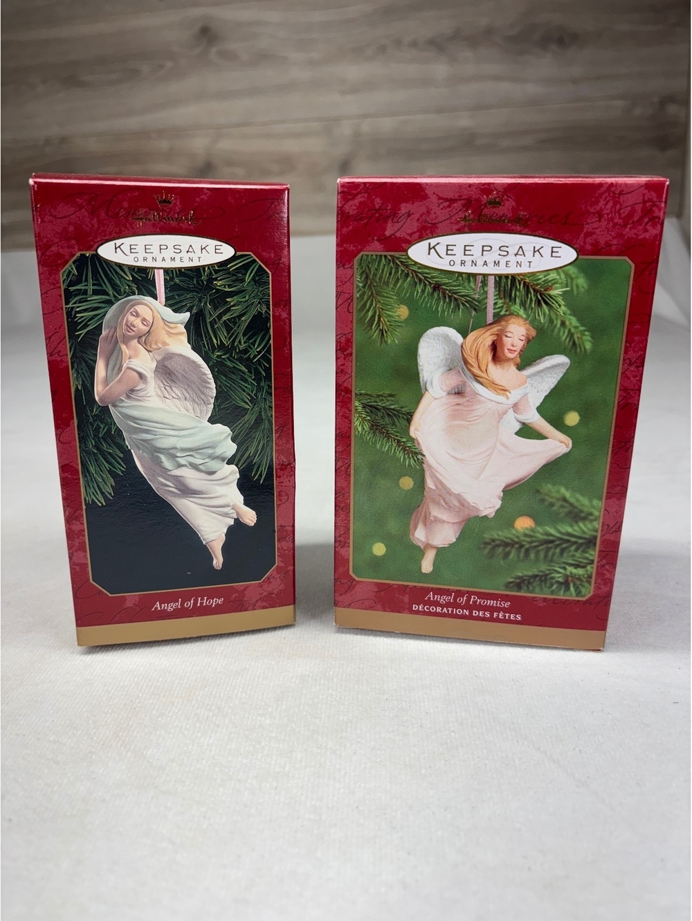 Hallmark Keepsake Ornaments Angel of Hope and Angel of Promise Porcelain 1999-